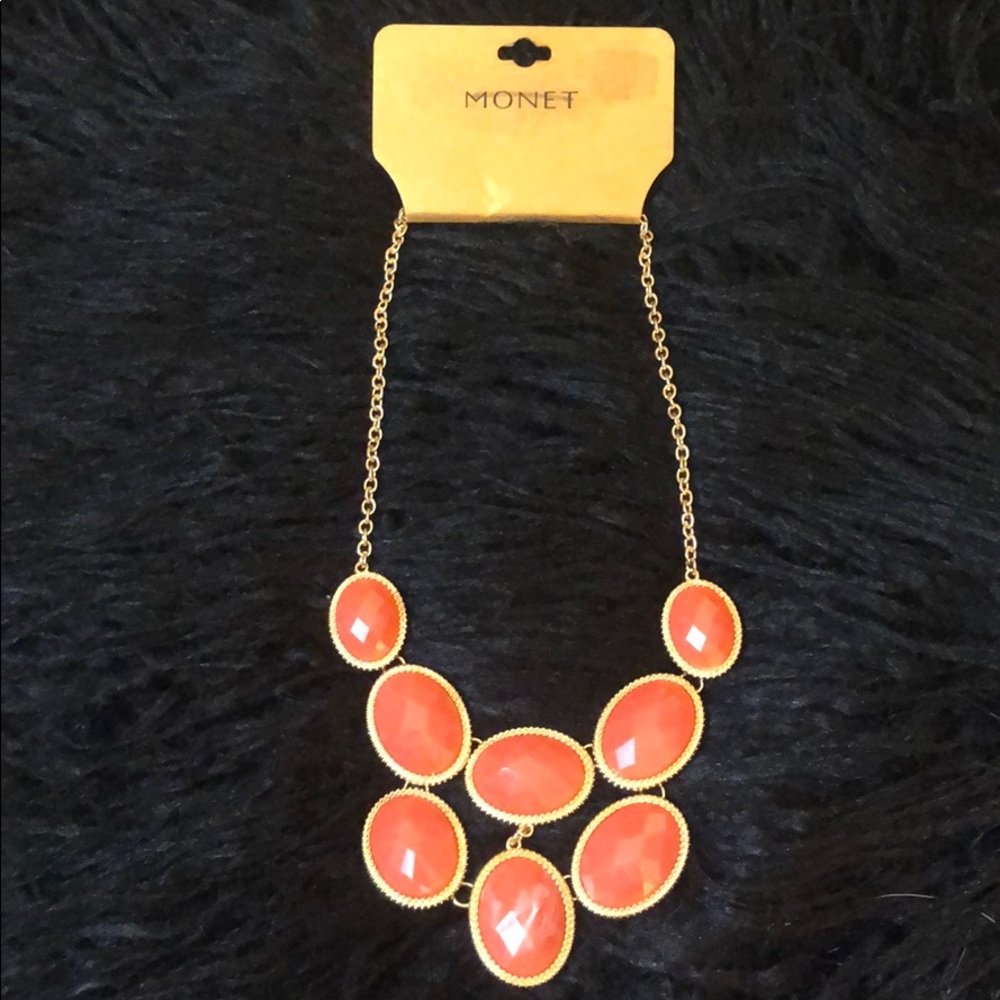 Monet Gemstone Cluster Statement Necklace